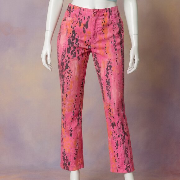 Peace of Cloth Pants - NWT Peace of Cloth Pink Casey Exotica Abstract Size 0 Ankle Cropped Comfort